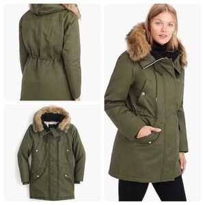 J. Crew Perfect Winter Parka Olive Green size MEDIUM